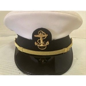 US Navy Chief Petty Officer Khaki Cap Leather Cover Size 6 7/8